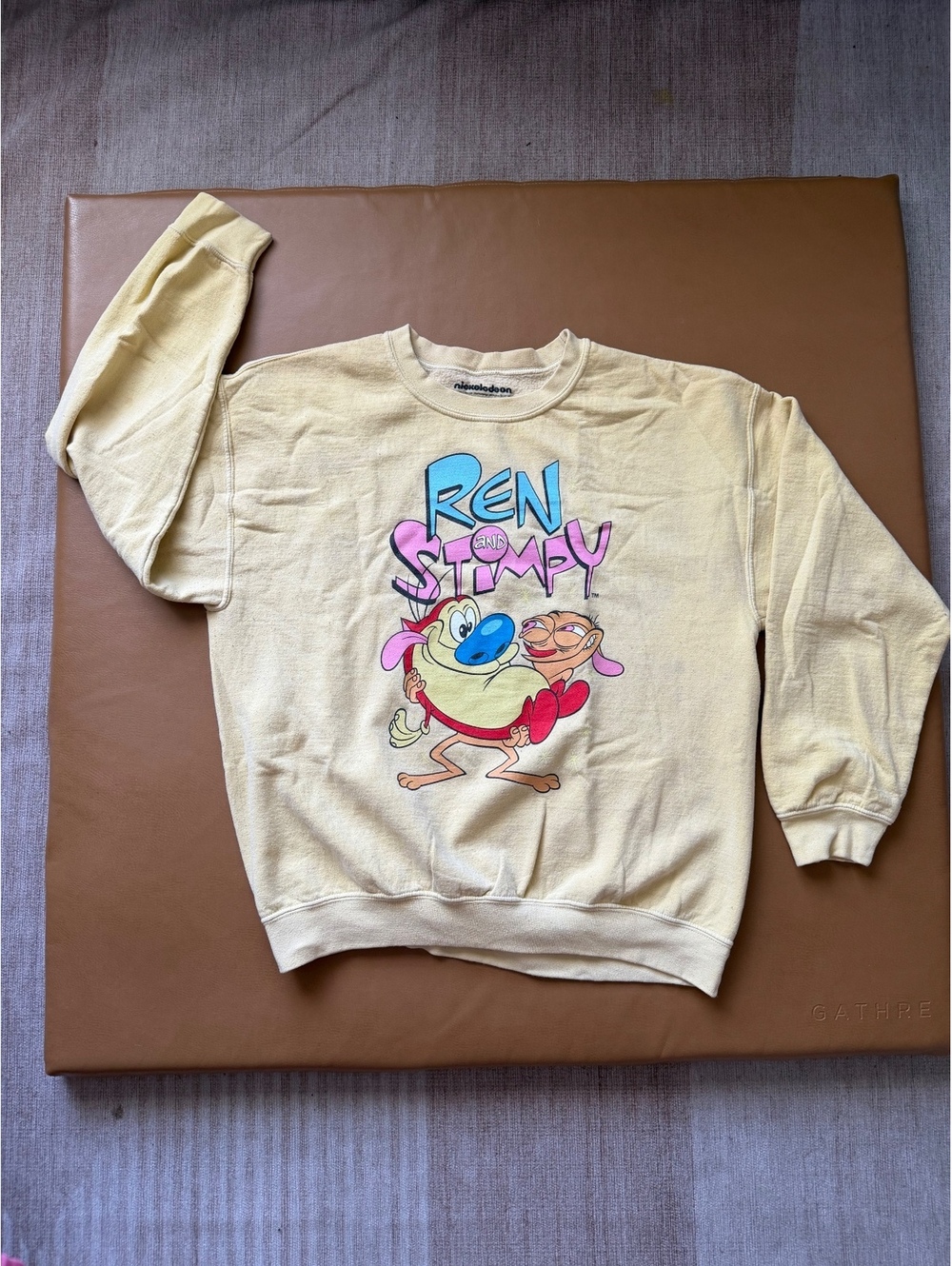 Vintage Ren and Stimpy Men's Sweatshirt Size Large Cream